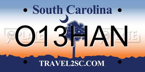 O13HAN South Carolina License Plate