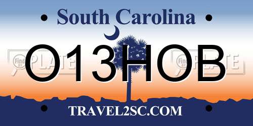 O13HOB South Carolina License Plate