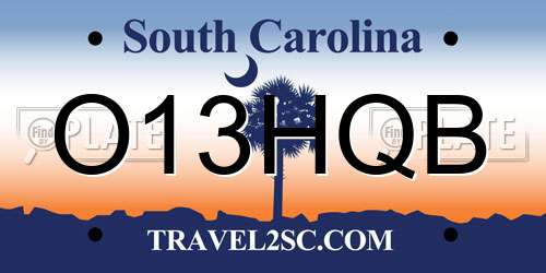 O13HQB South Carolina License Plate