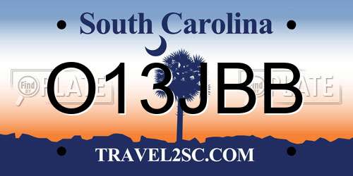 O13JBB South Carolina License Plate