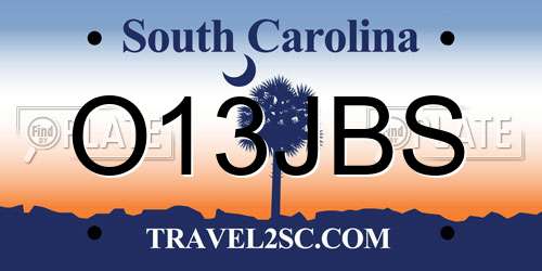 O13JBS South Carolina License Plate