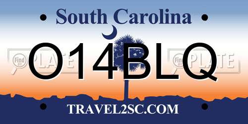 O14BLQ South Carolina License Plate