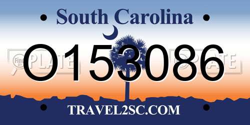 O153086 South Carolina License Plate