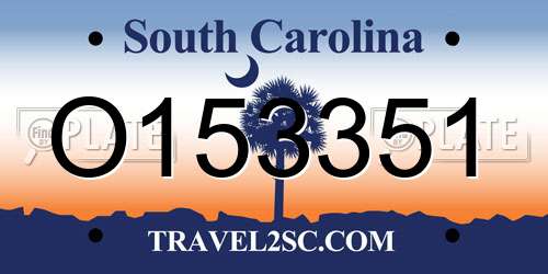 O153351 South Carolina License Plate