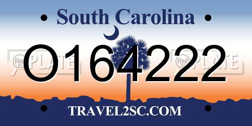 O164222 South Carolina License Plate