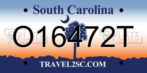 O16472T South Carolina License Plate