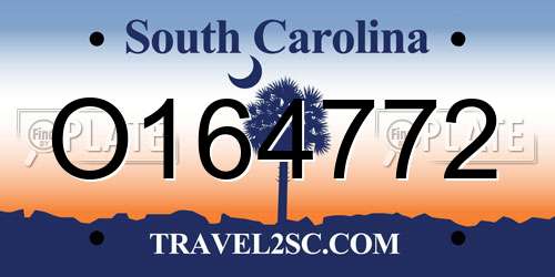 O164772 South Carolina License Plate