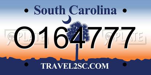 O164777 South Carolina License Plate