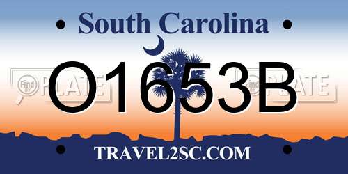 O1653B South Carolina License Plate