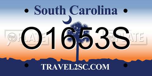 O1653S South Carolina License Plate