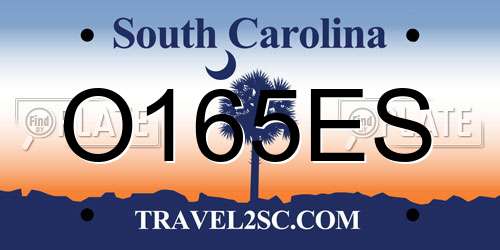 O165ES South Carolina License Plate