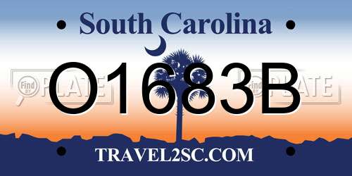 O1683B South Carolina License Plate