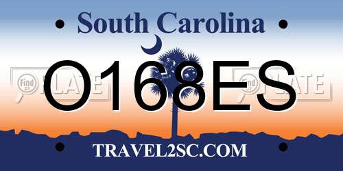 O168ES South Carolina License Plate
