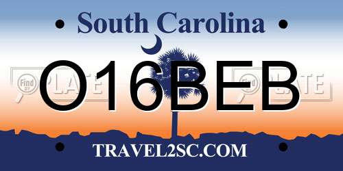 O16BEB South Carolina License Plate