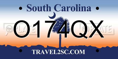 O174QX South Carolina License Plate