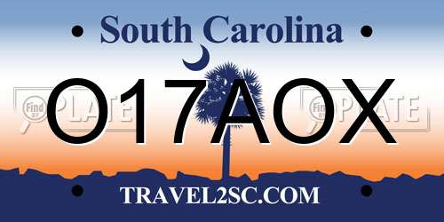 O17AOX South Carolina License Plate