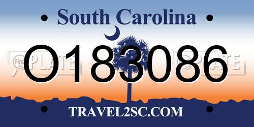 O183086 South Carolina License Plate
