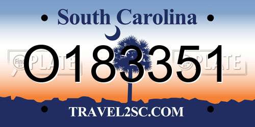 O183351 South Carolina License Plate