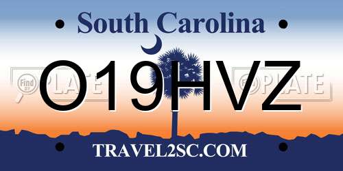 O19HVZ South Carolina License Plate