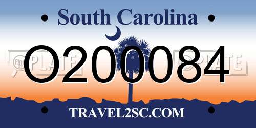 O200084 South Carolina License Plate