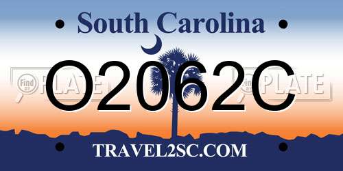 O2062C South Carolina License Plate