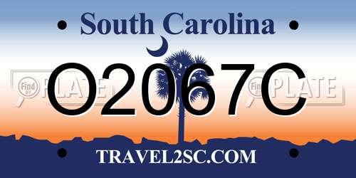 O2067C South Carolina License Plate