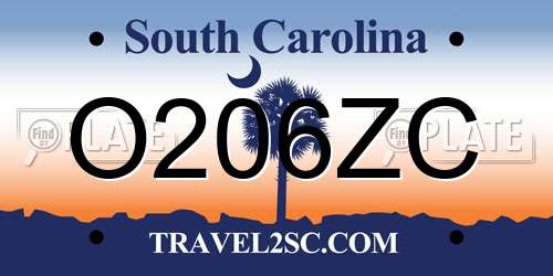 O206ZC South Carolina License Plate