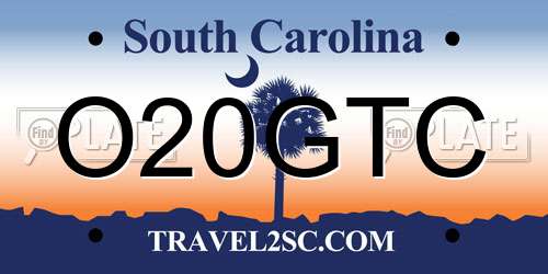 O20GTC South Carolina License Plate