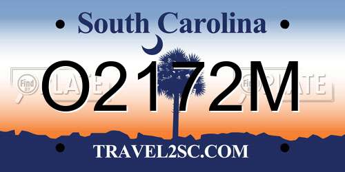 O2172M South Carolina License Plate