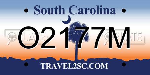 O2177M South Carolina License Plate