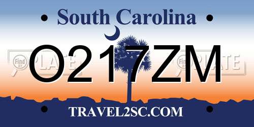 O217ZM South Carolina License Plate