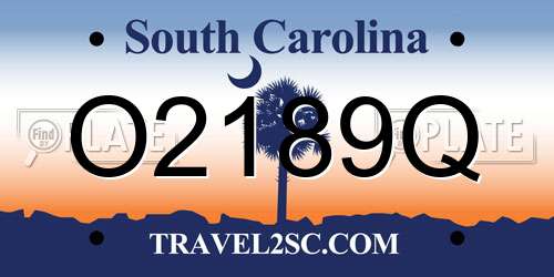O2189Q South Carolina License Plate