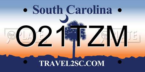 O21TZM South Carolina License Plate