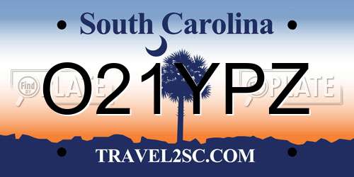 O21YPZ South Carolina License Plate