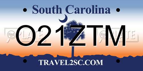 O21ZTM South Carolina License Plate