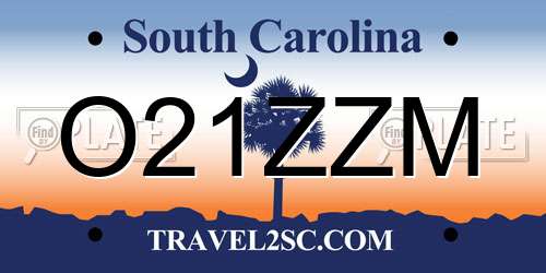 O21ZZM South Carolina License Plate