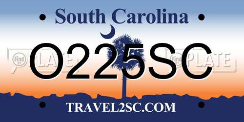 O225SC South Carolina License Plate