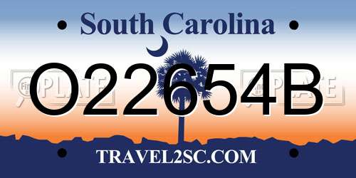 O22654B South Carolina License Plate