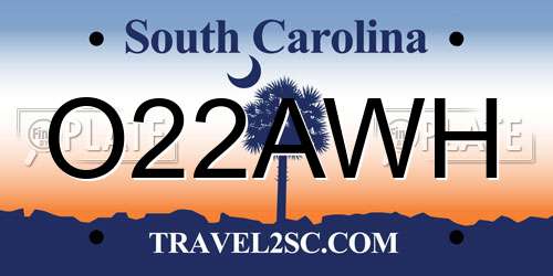 O22AWH South Carolina License Plate