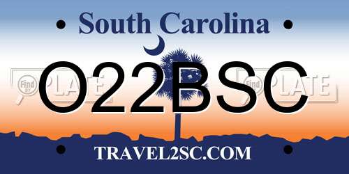 O22BSC South Carolina License Plate