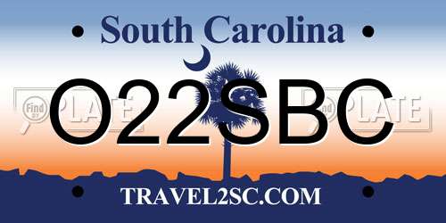 O22SBC South Carolina License Plate