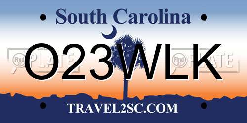 O23WLK South Carolina License Plate