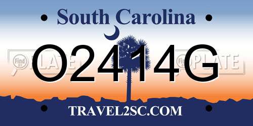 O2414G South Carolina License Plate