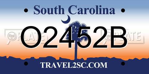 O2452B South Carolina License Plate