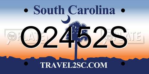 O2452S South Carolina License Plate
