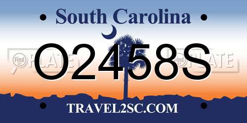 O2458S South Carolina License Plate