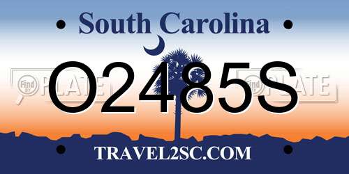 O2485S South Carolina License Plate