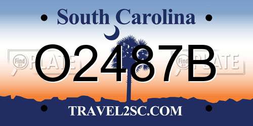 O2487B South Carolina License Plate