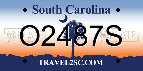 O2487S South Carolina License Plate