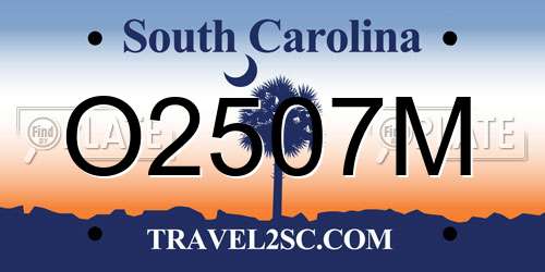 O2507M South Carolina License Plate